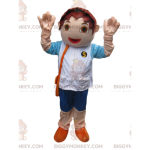 Little brown boy BIGGYMONKEY™ mascot costume. brown boy suit –