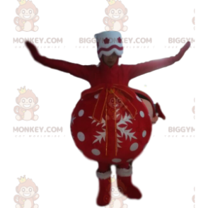 Costume de mascotte BIGGYMONKEY™ de boule de Noël rouge et