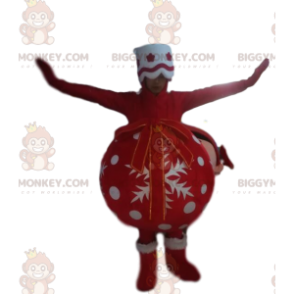 Red and White Christmas Ball BIGGYMONKEY™ Mascot Costume -