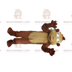 Costume de mascotte BIGGYMONKEY™ de singe marron et beige avec