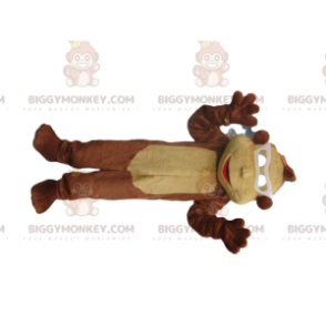 BIGGYMONKEY™ maskottiasu, ruskea ja beige apina valkoisilla