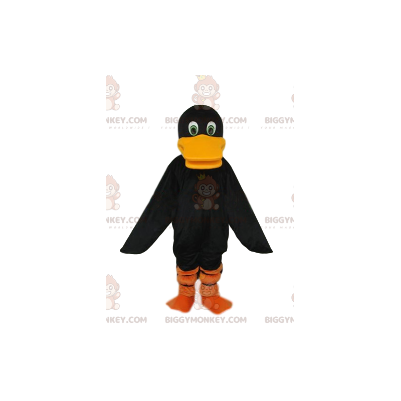 BIGGYMONKEY™ Mascot Costume Black Duck With Big Orange Beak –