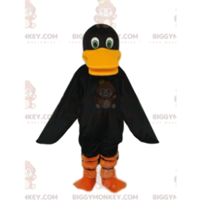 BIGGYMONKEY™ Mascot Costume Black Duck With Big Orange Beak –