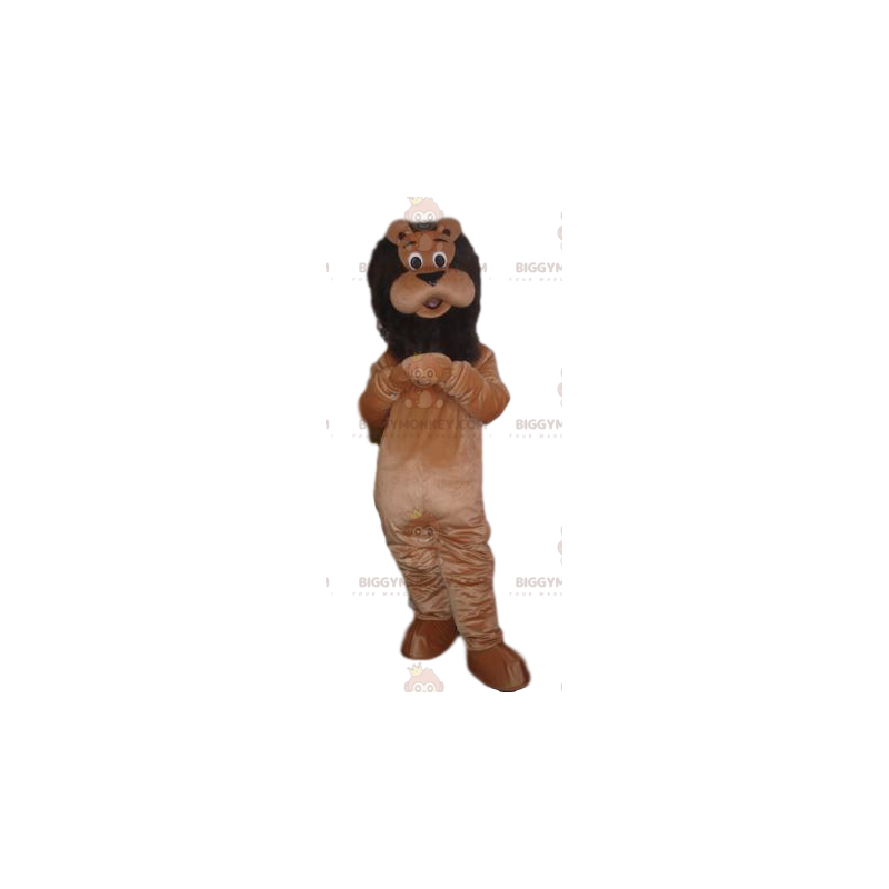 BIGGYMONKEY™ mascottekostuum van zeer trotse bruine leeuw met