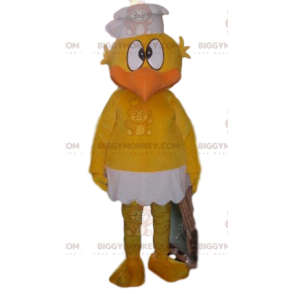 Super sjov gul kylling BIGGYMONKEY™ maskotkostume med hvid