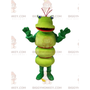 Grønt Caterpillar BIGGYMONKEY™ maskotkostume med et smukt smil