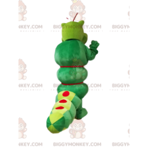 Costume mascotte BIGGYMONKEY™ bruco verde con sorriso stupendo