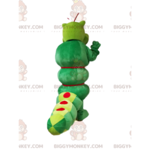 Traje de mascote verde Caterpillar BIGGYMONKEY™ com sorriso