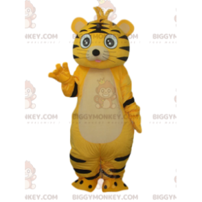 Söpö keltainen ja musta tiikeri maskottiasu BIGGYMONKEY™ -