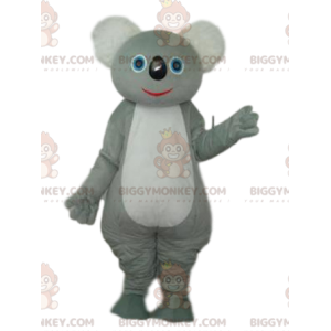 Grå och vit koala BIGGYMONKEY™ maskotdräkt. koala kostym -