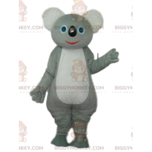 Traje de mascote de coala cinza e branco BIGGYMONKEY™. fantasia