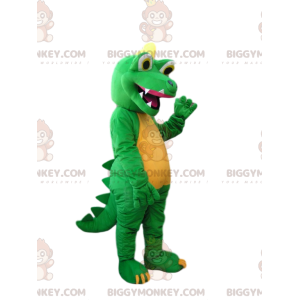 Kostým maskota BIGGYMONKEY™ Zelený a žlutý dinosaurus s