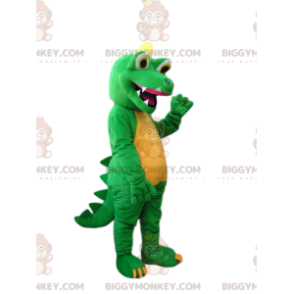 BIGGYMONKEY™ Costume da mascotte Dinosauro verde e giallo con