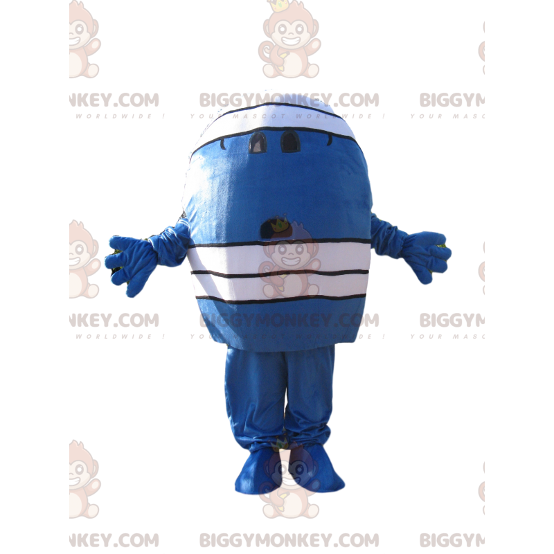 BIGGYMONKEY™ mascottekostuum blauw karakter met wit verband -