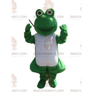 Costume de mascotte BIGGYMONKEY™ de grenouille verte et blanche