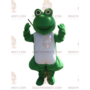 Disfraz de mascota de rana verde y blanca BIGGYMONKEY™ -