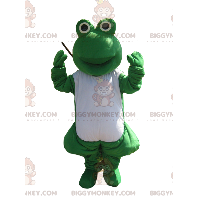 Grün-weißer Frosch BIGGYMONKEY™ Maskottchen-Kostüm -