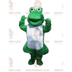 Groene en witte kikker BIGGYMONKEY™ mascottekostuum -