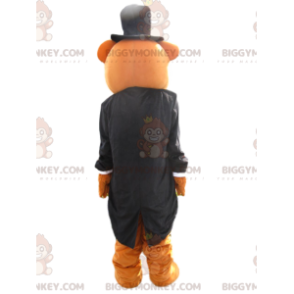 Traje de mascote de urso pardo BIGGYMONKEY™ com jaqueta preta –