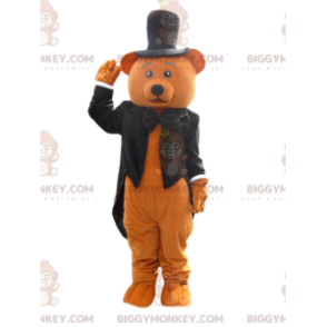 Kostým maskota medvěda hnědého BIGGYMONKEY™ s černou frakovou