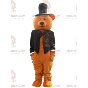 Brown Bear BIGGYMONKEY™ Mascot Costume with Black Tailcoat