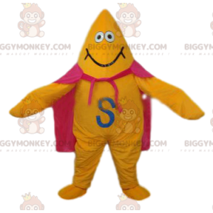 Yellow Star BIGGYMONKEY™ maskotkostume med lyserød kappe og