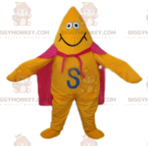 Yellow Star BIGGYMONKEY™ maskotkostume med lyserød kappe og