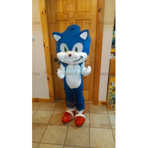 BIGGYMONKEY™ mascottekostuum Sonic Famous Blue Hedgehog uit