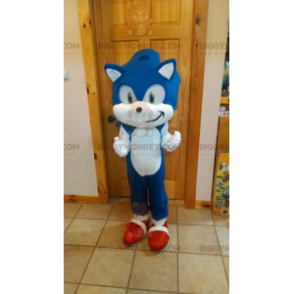 BIGGYMONKEY™ maskotkostume Sonic Famous Blue Hedgehog fra