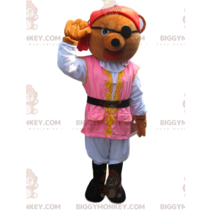 BIGGYMONKEY™ maskotkostume Brun bjørnunge i piratdragt -