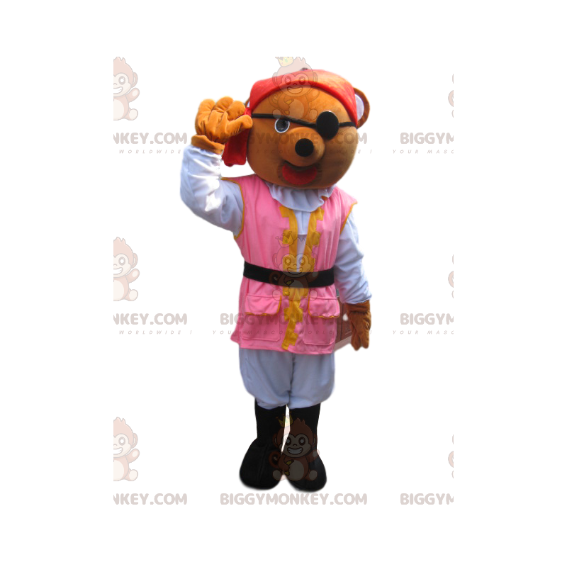 Kostým maskota BIGGYMONKEY™ Mládě medvěda hnědého v pirátském