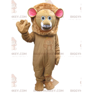 BIGGYMONKEY™ mascottekostuum beige leeuw met schattig gezicht -