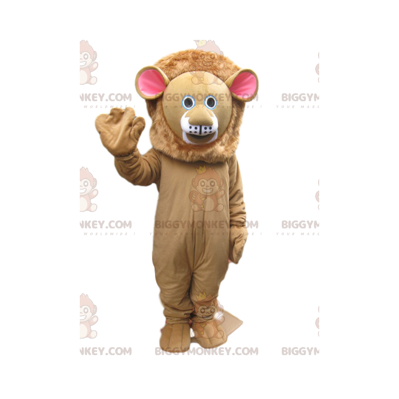 BIGGYMONKEY™ maskotkostume beige løve med sødt ansigt -