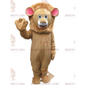 BIGGYMONKEY™ maskotkostume beige løve med sødt ansigt -