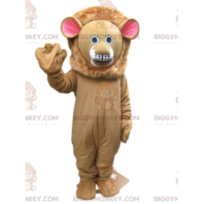 BIGGYMONKEY™ μασκότ στολή μπεζ λιονταριού με χαριτωμένο πρόσωπο