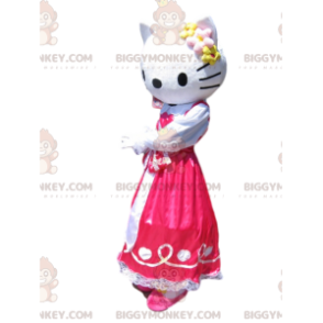 Hello Kitty BIGGYMONKEY™ maskotkostume med fuchsia satinkjole -