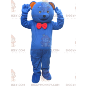 Traje de mascote BIGGYMONKEY™ Urso Azul Urso com Gravata