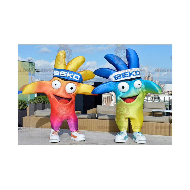 mascot BIGGYMONKEY™s of very colorful giant hands -