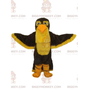 Brun och gul örn BIGGYMONKEY™ maskotdräkt. örn kostym -