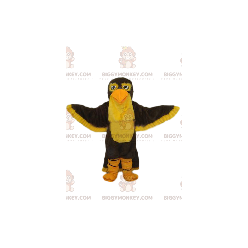 Costume de mascotte BIGGYMONKEY™ d'aigle marron et jaune.