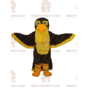 Disfraz de mascota BIGGYMONKEY™ de águila marrón y amarilla.