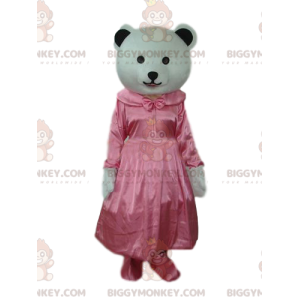 Traje de mascote de urso branco BIGGYMONKEY™ com vestido de