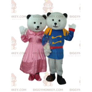 BIGGYMONKEY™ maskotkostume Duo af hvid bjørn og unge i Princely