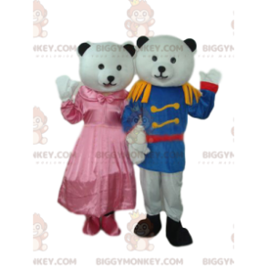 BIGGYMONKEY™ maskotti-asu, valkoisen karhun ja pennun kaksikko