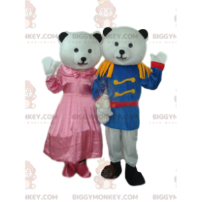 Traje de mascote BIGGYMONKEY™ Duo de Urso Branco e Filhote em