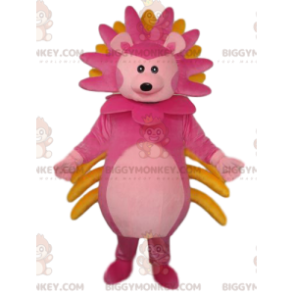 Traje de mascote BIGGYMONKEY™ de filhote de leão rosa muito