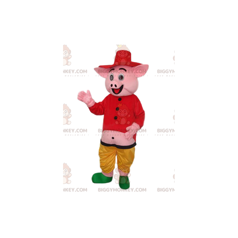 Fantasia de mascote de porco rosa BIGGYMONKEY™ com camisa e