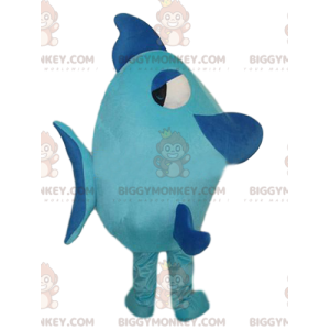 Big Blue Fish BIGGYMONKEY™ maskotdräkt. Blå fiskdräkt -