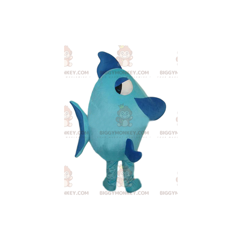 Costume de mascotte BIGGYMONKEY™ de grand poisson bleu. Costume