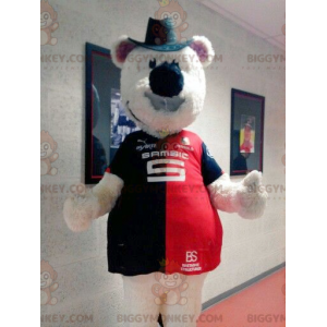 Beige nallebjörn BIGGYMONKEY™ maskotdräkt med hatt och tröja -